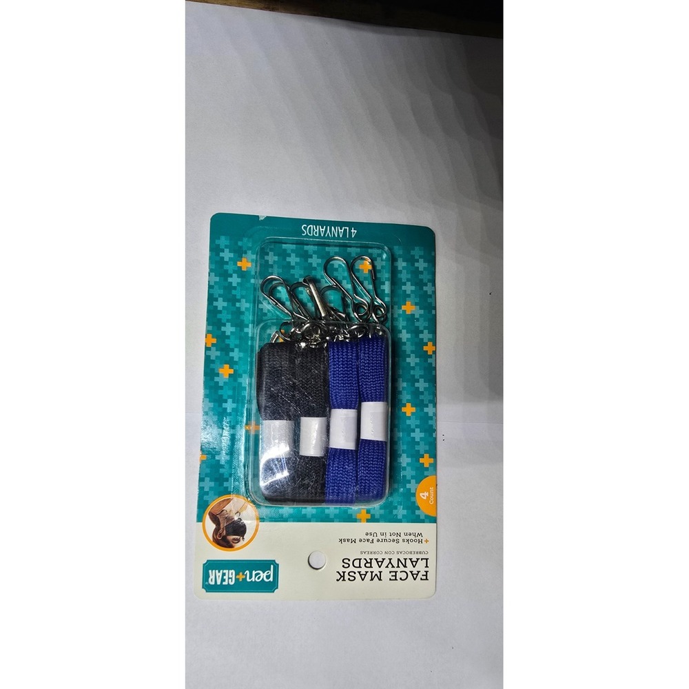 New Pen + Gear Face Mask Lanyards, Blue & Black, 4 Count